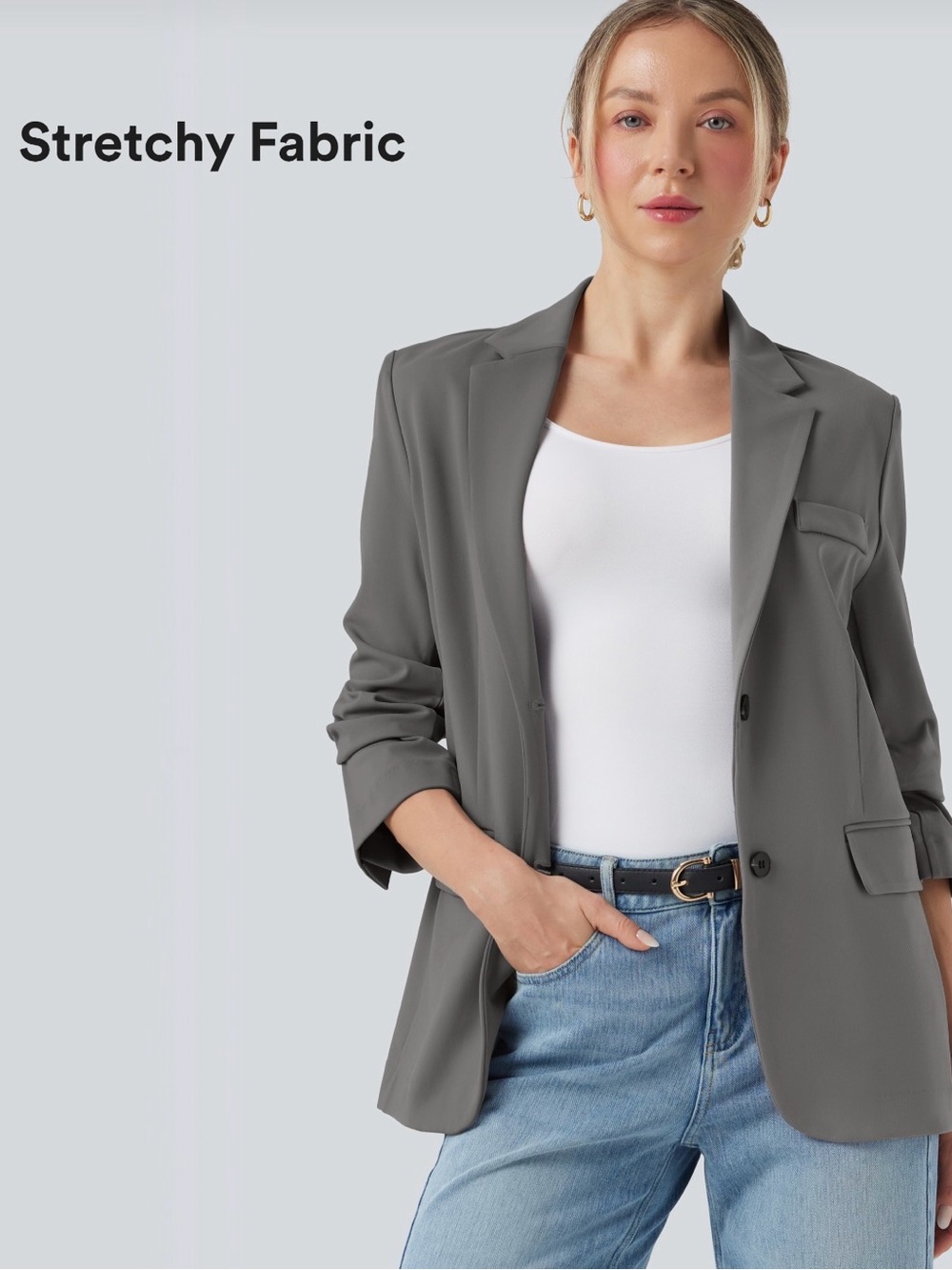HALARA Gray Stretch Blazer Jacket